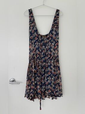 Unused Roberto Cavalli Navy Floral Tie-Waist Dress